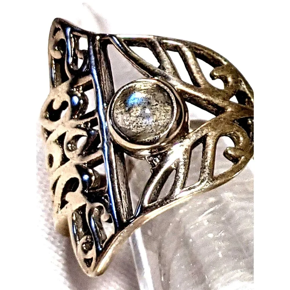 Hamsa Moonstone Ring 925 Sterling Silver Fairy Pagan Whimsigoth Size 8 5.1gr